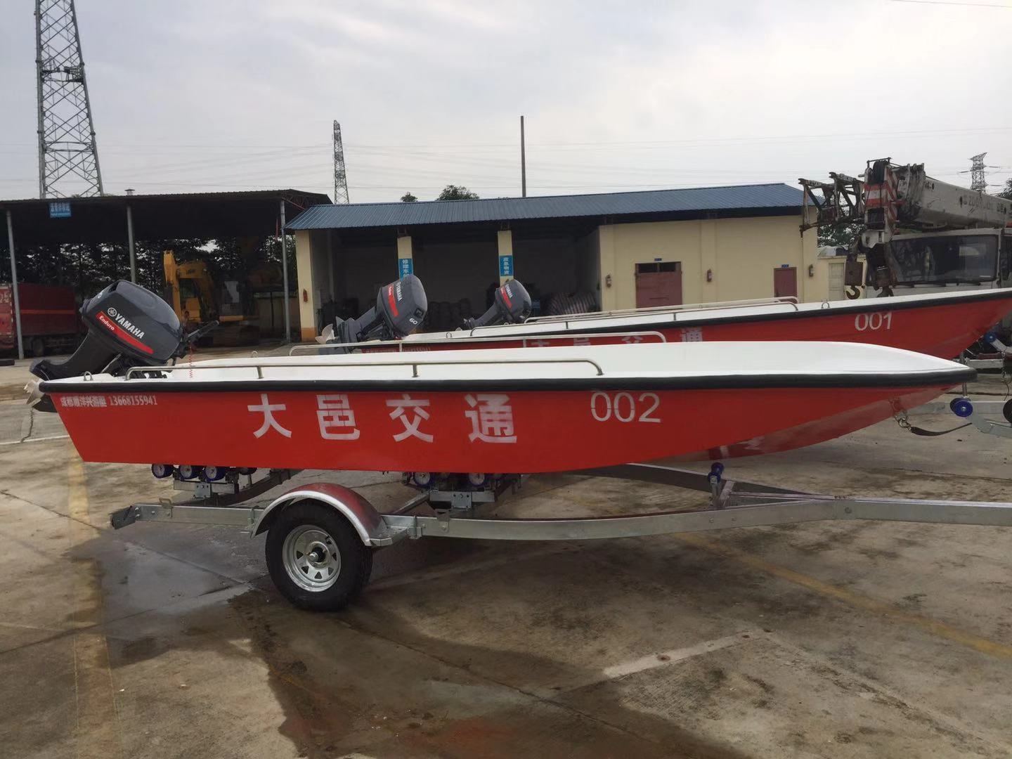 防汛沖鋒舟610型、520型、船用拖車交貨